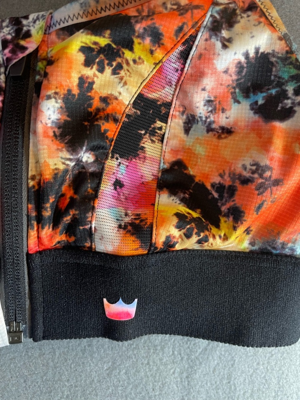 SHEFIT Tie-Dye Front-Zip Sports Bra in Pink, Orange, Black - Picture 3 of 5